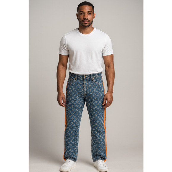 Louis Vuitton Monogram Denim Jeans Blue Size 32 Free shipping same day - Picture 2 of 6